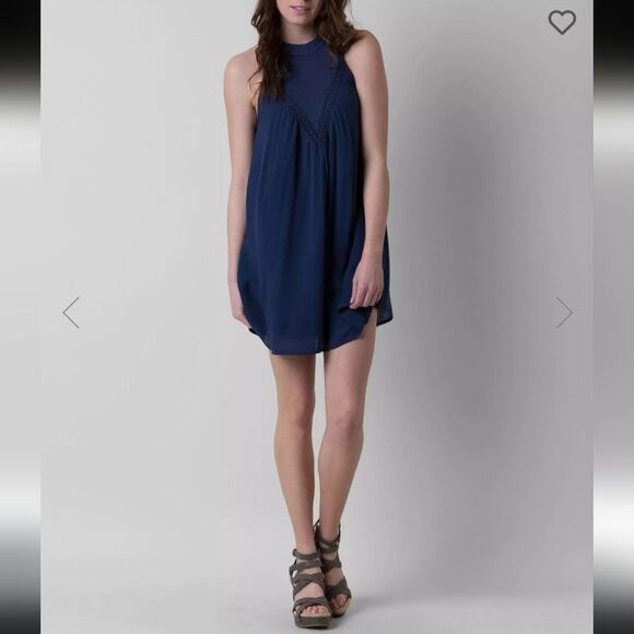 Volcom Peaceazy High Neck Halter Tank Dress, Navy Blue , Size Medium - Picture 4 of 9